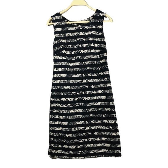 Worthington Sundress Sleeveless Dress Size S Black Stripe Flower Casual Work - Picture 2 of 12